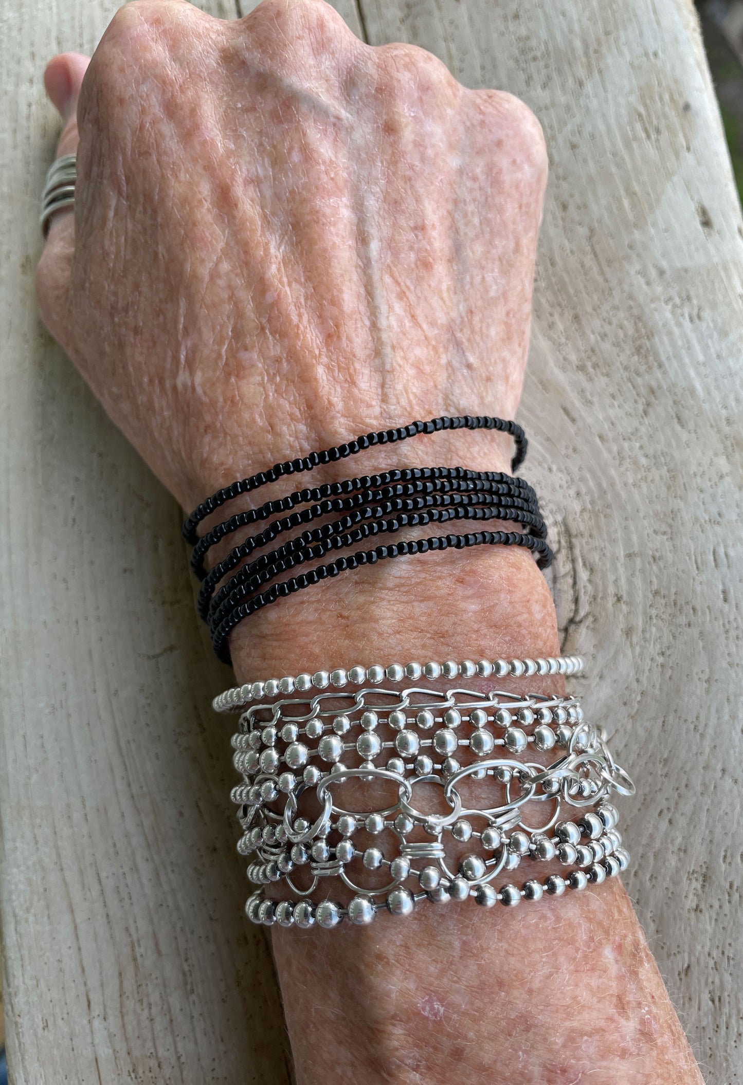 Black Wrap Seed Bead Bracelet
