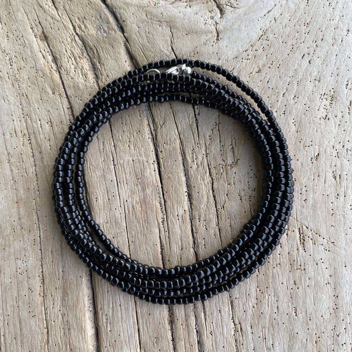 Black Wrap Seed Bead Bracelet