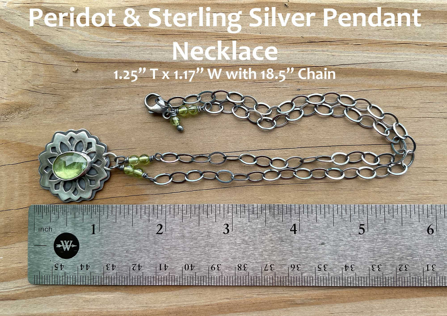 Peridot Pendant Necklace in Sterling Silver 18.5