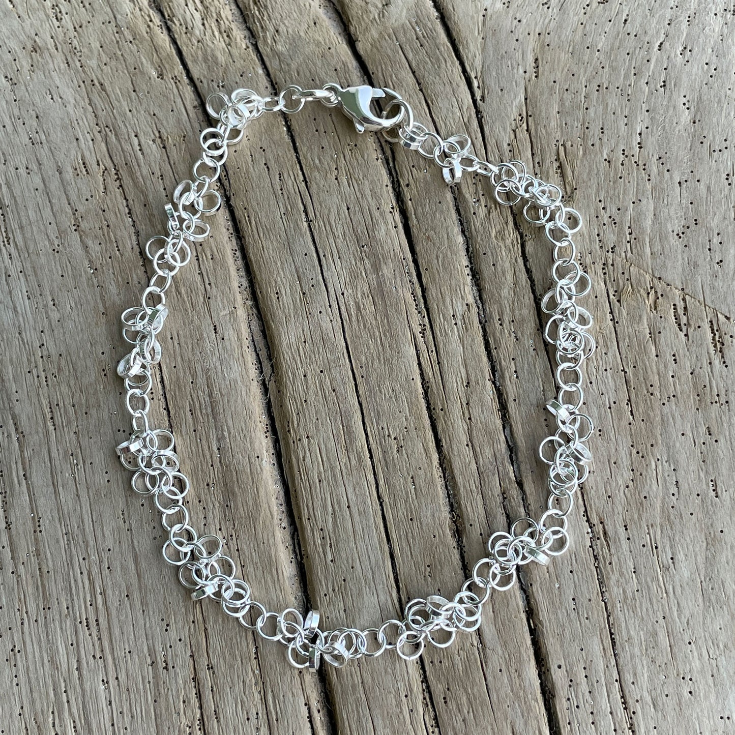 Sterling Silver Chain Bracelet with Alternating Extra Links