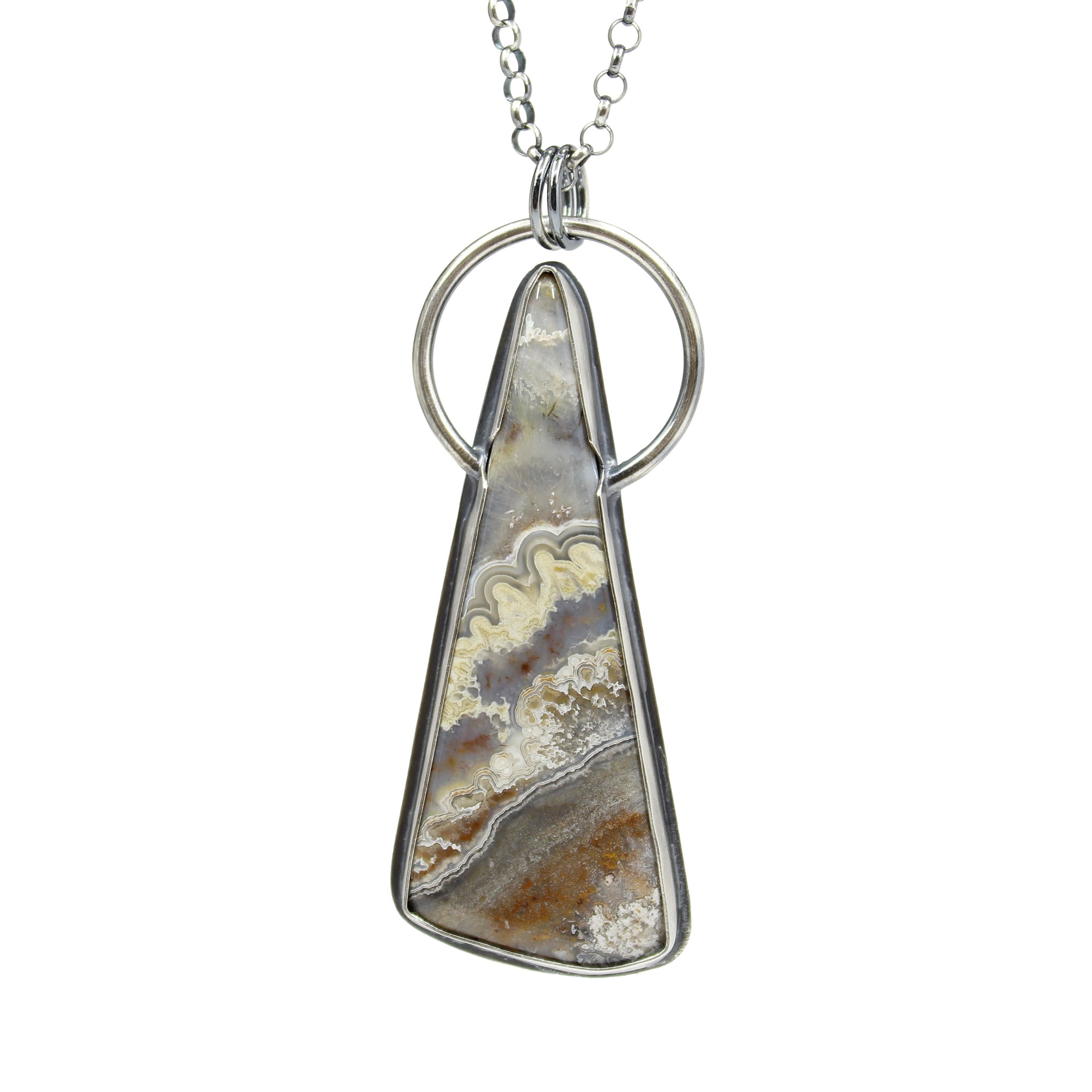 Handmade Sterling Silver Crazy Lace Agate Pendant Necklace – Kathy