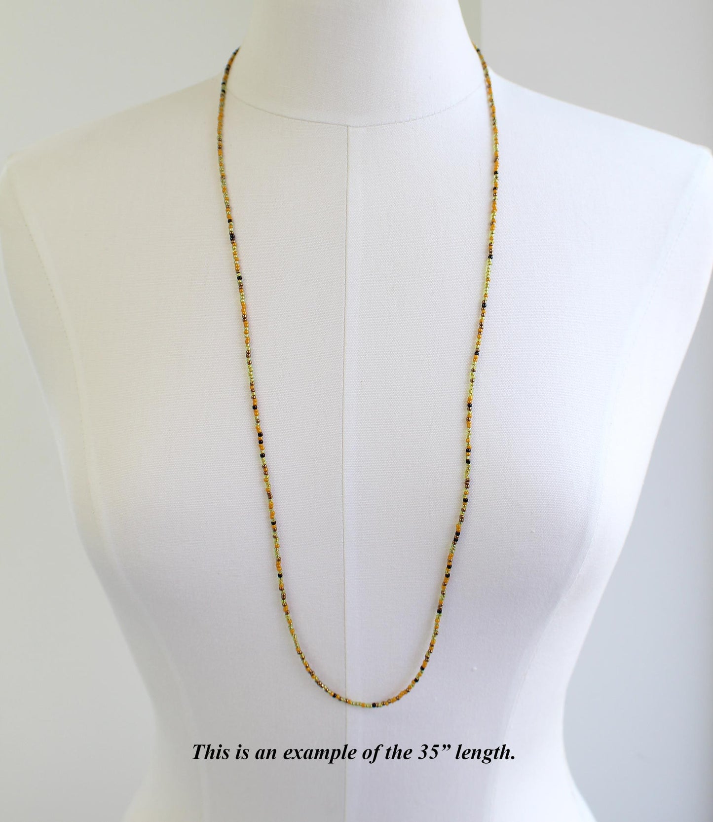 Mustard Black Gold Seed Bead Necklace