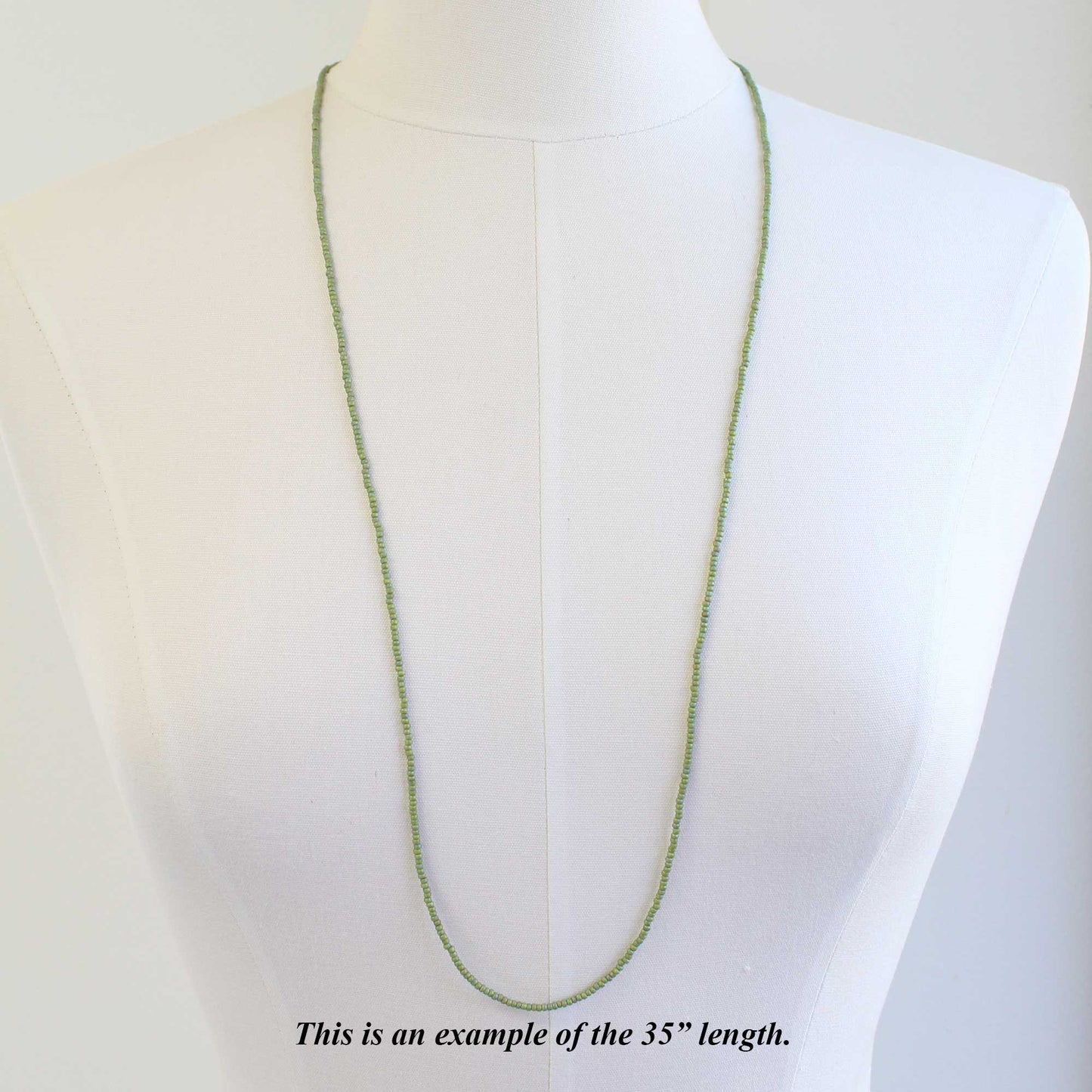 Light Green Seed Bead Necklace 35