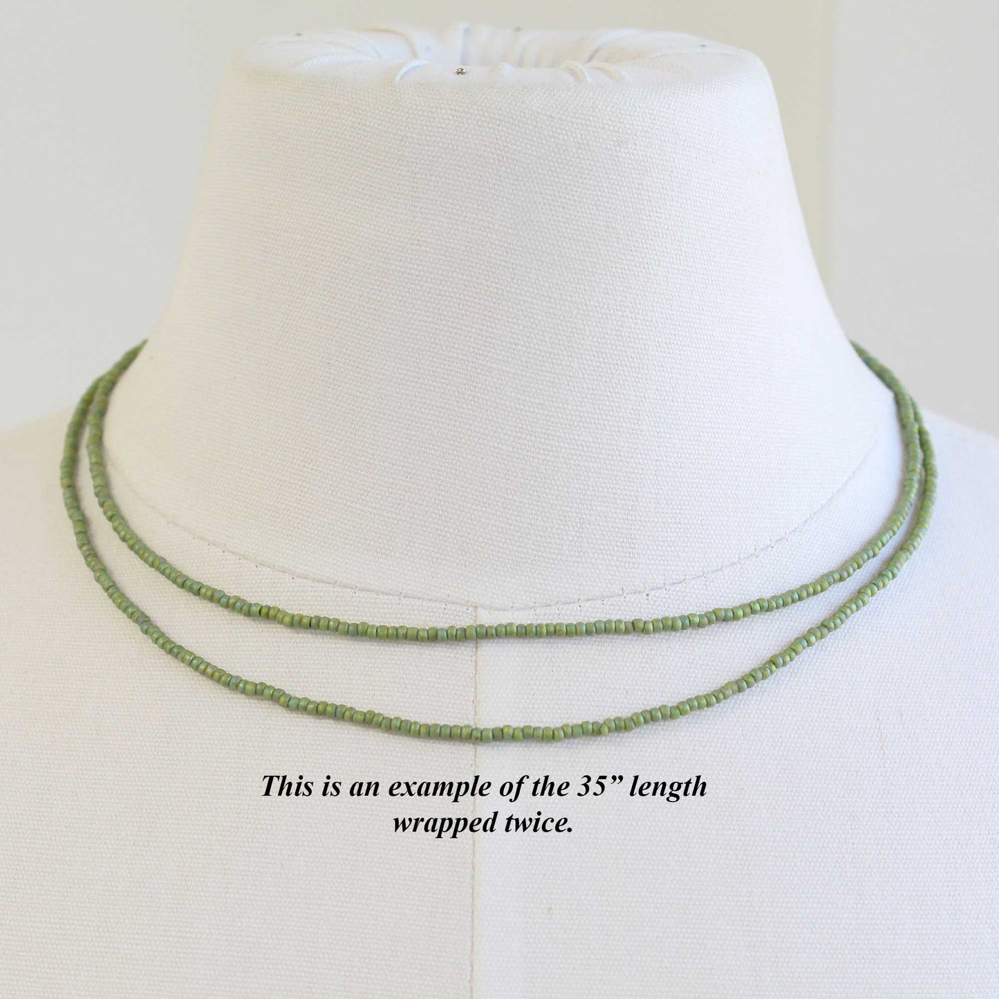 Light Green Seed Bead Necklace wrapped twice