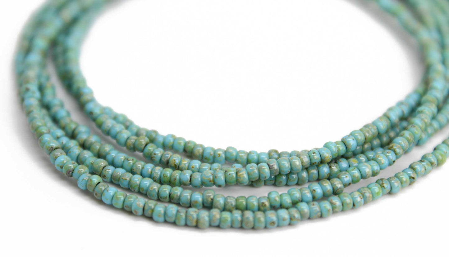 Turquoise Blue Picasso Seed Bead Necklace