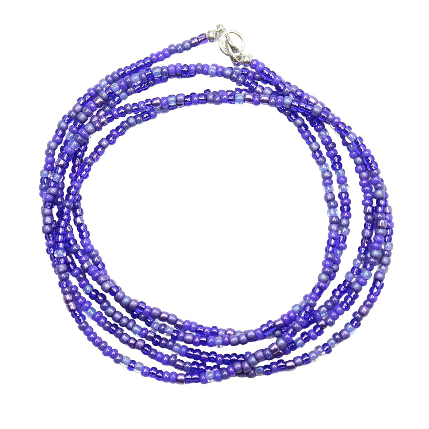 Indigo and Iolite Purple Seed Bead Necklace, Thin 1.5mm Single Strand