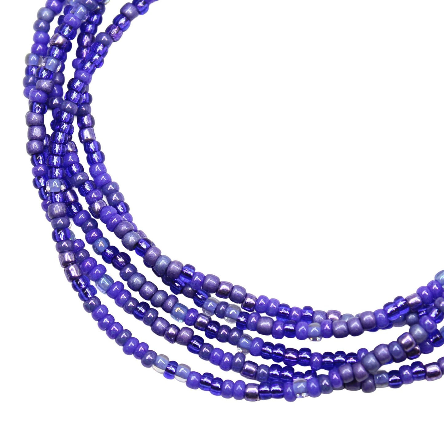 Indigo and Iolite Purple Seed Bead Necklace, Thin 1.5mm Single Strand