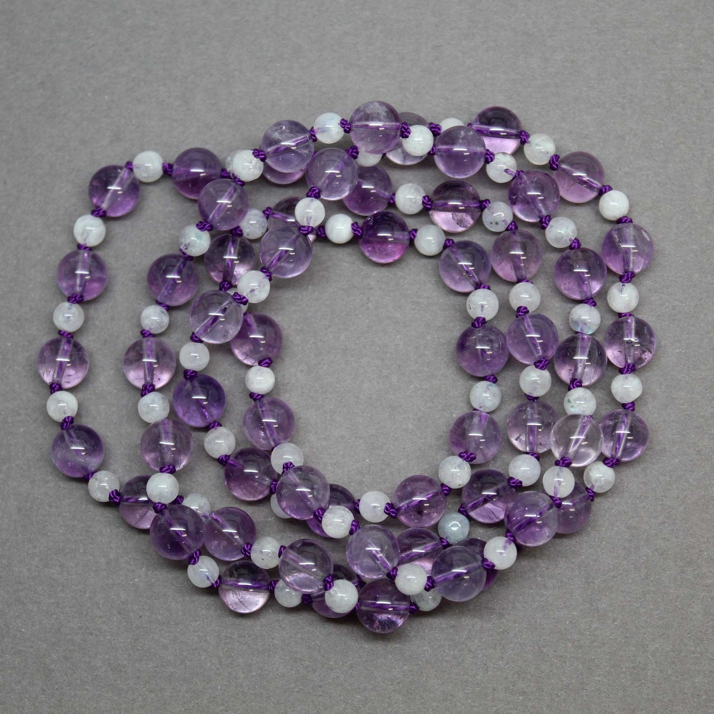 Amethyst and Moonstone Bead Necklace
