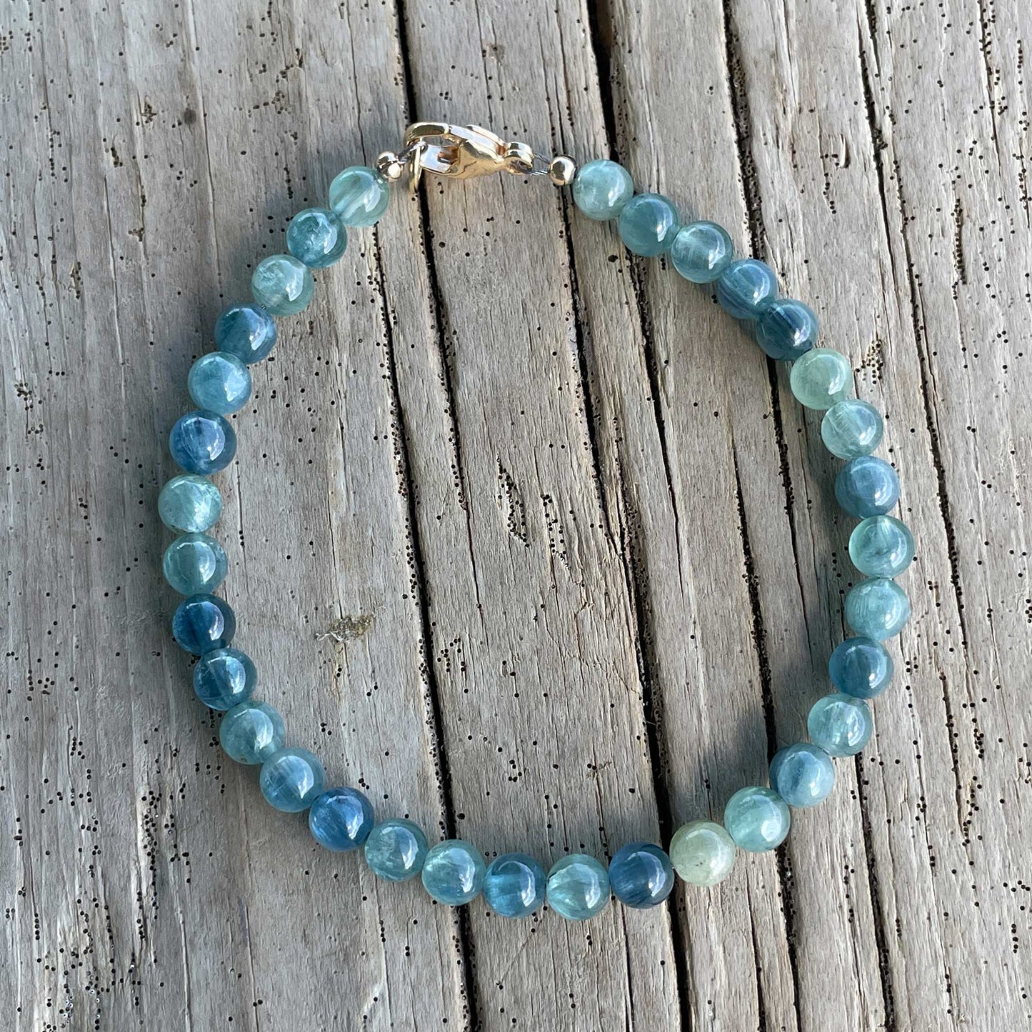 Kyanite Bead Bracelet with Clasp