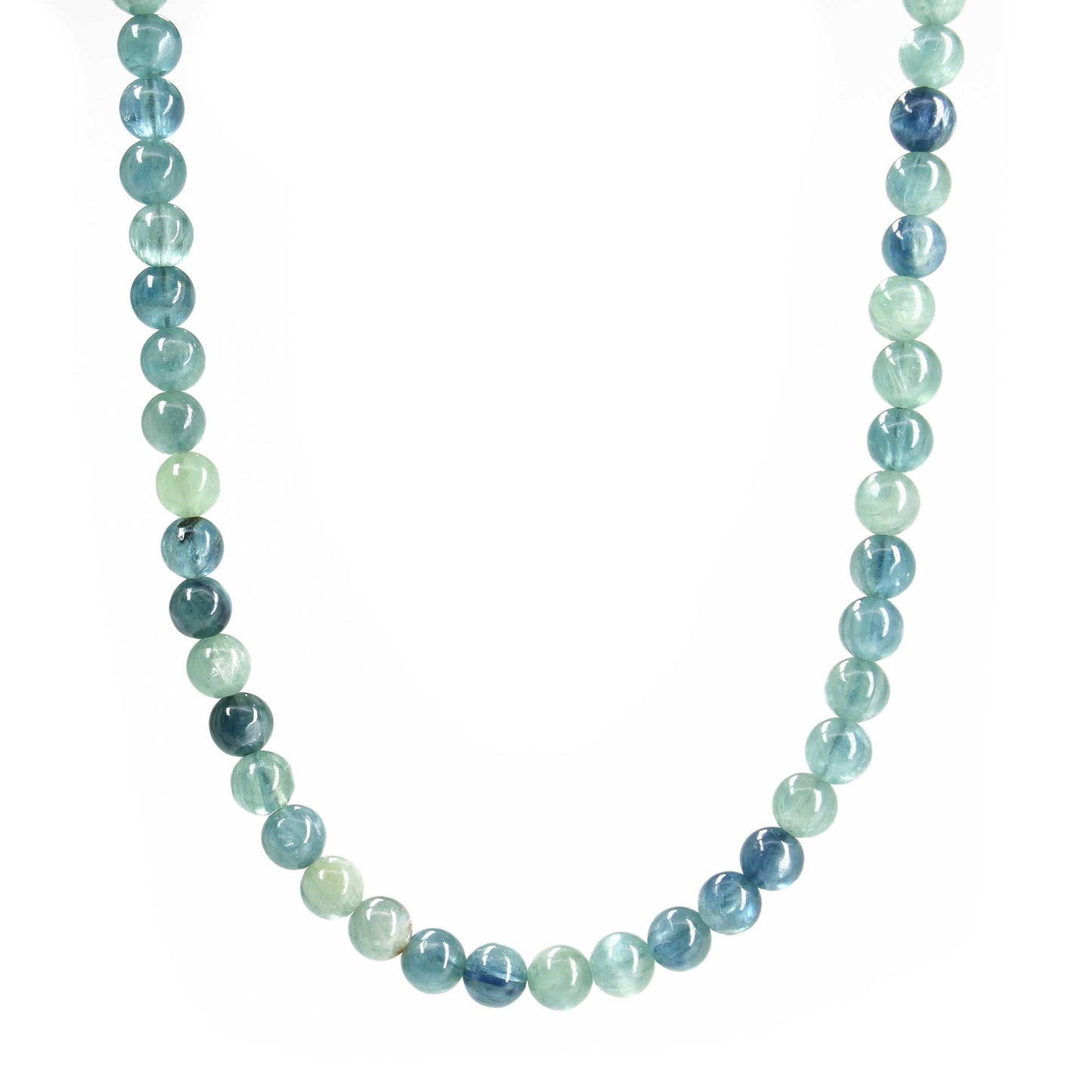 Kyanite Necklace, 5mm Blue Green Genuine Kyanite Bead Necklace Strand