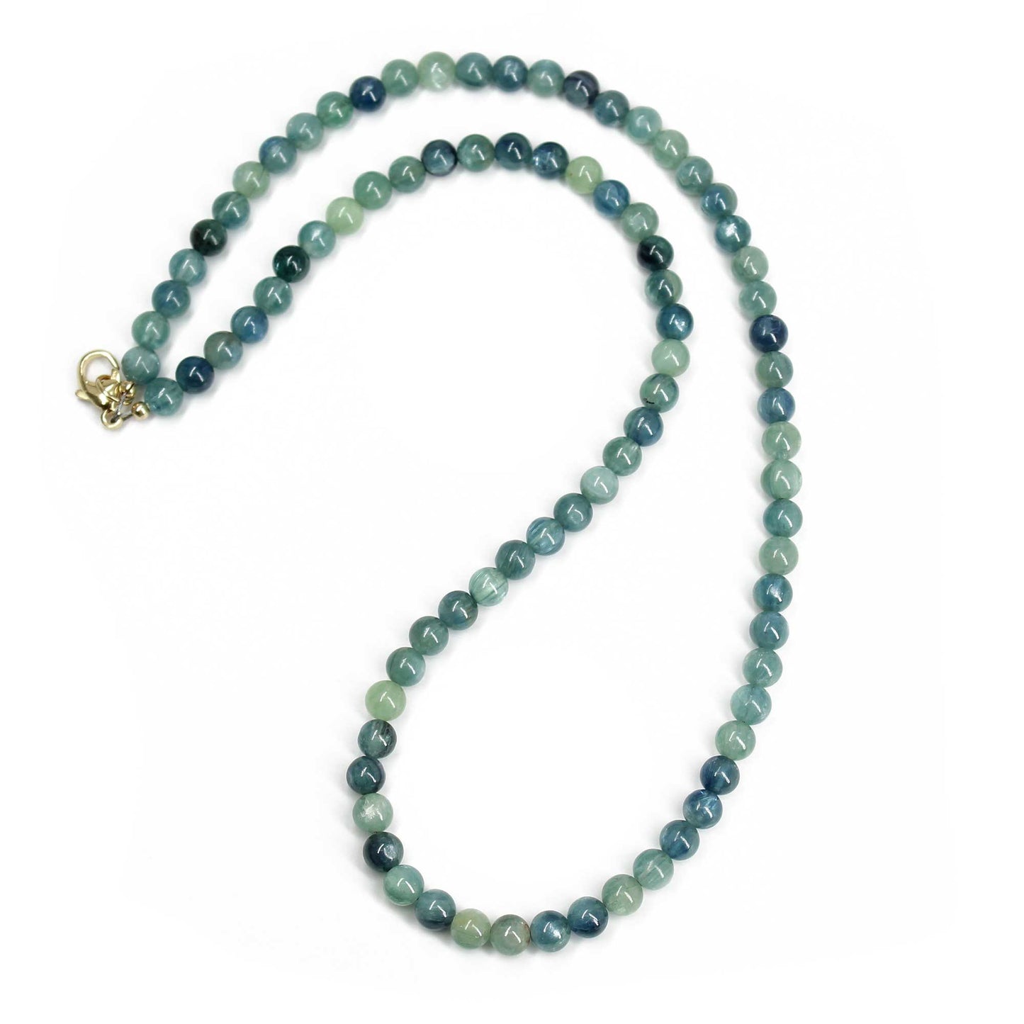 Kyanite Necklace, 5mm Blue Green Genuine Kyanite Bead Necklace Strand