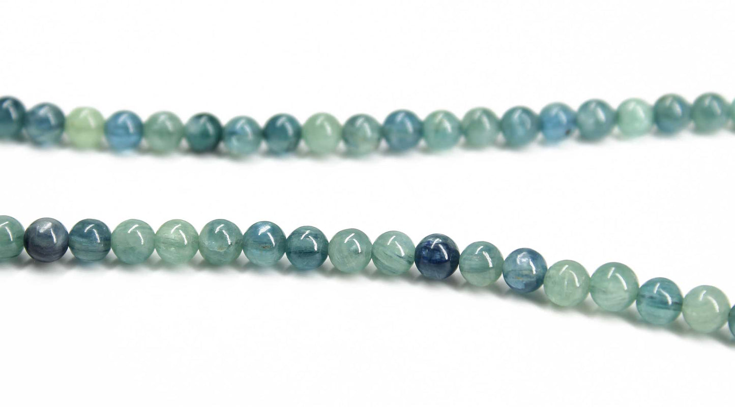 Kyanite Necklace, 5mm Blue Green Genuine Kyanite Bead Necklace Strand