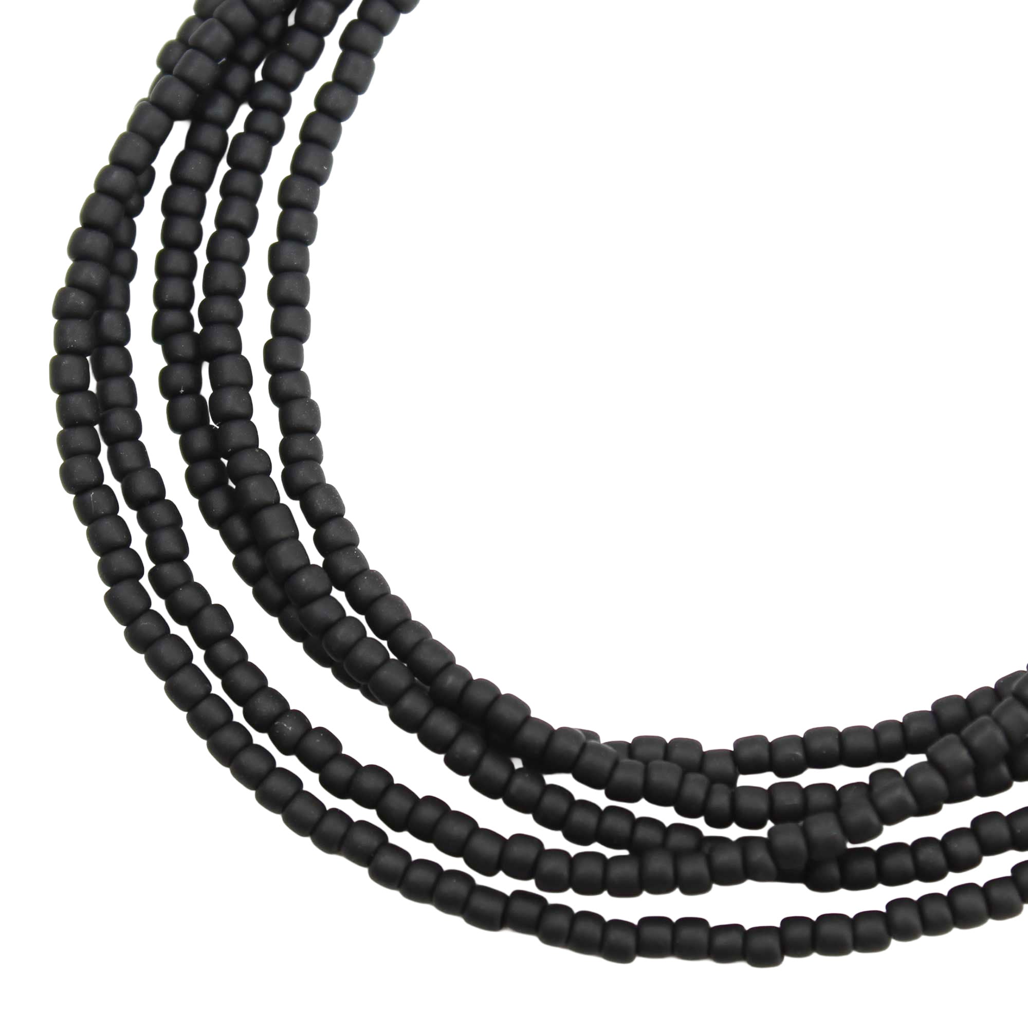 Matte Black Seed Bead Necklace, Thin 1.5mm Single Strand – Kathy 