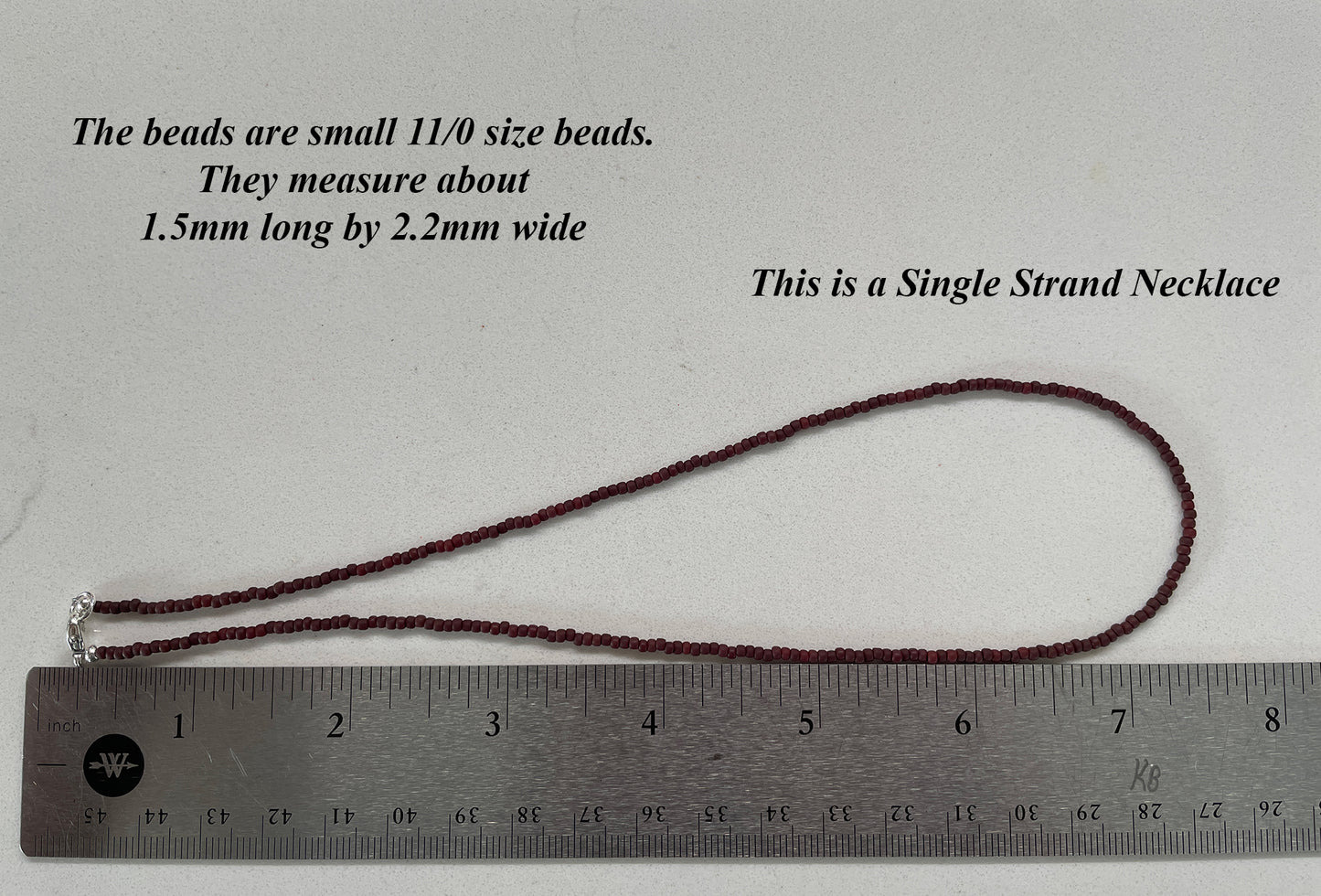 Matte Brown Seed Bead Necklace, Thin 1.5mm Single Strand