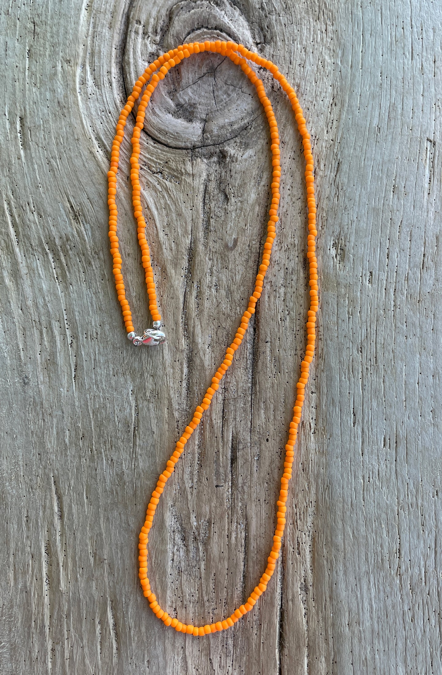 Matte Cantaloupe Orange Seed Bead Necklace