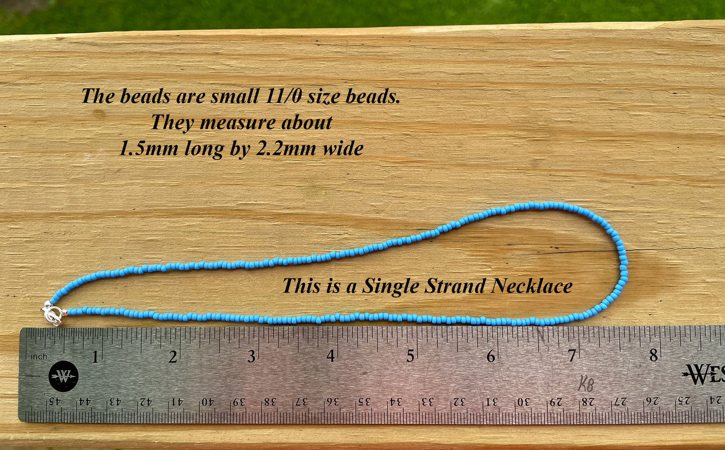 Matte Dark Sky Blue Seed Bead Necklace