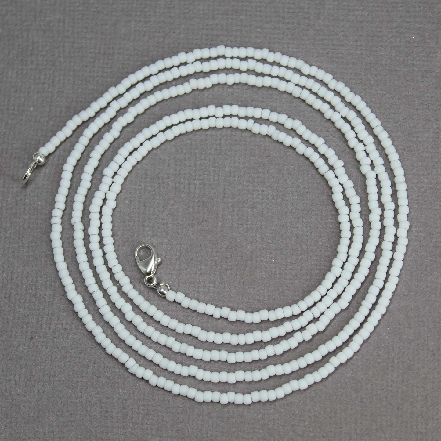 Frosted Matte White Seed Bead Necklace