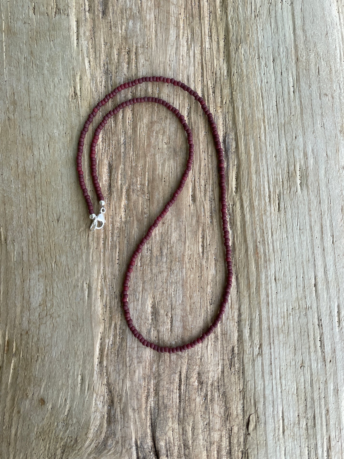 Matte Brown Seed Bead Necklace, Thin 1.5mm Single Strand