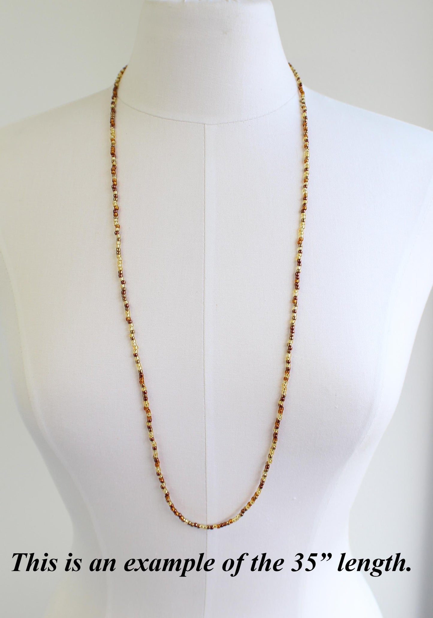 Mixed Gold Copper Bronze Seed Bead Necklace, Thin