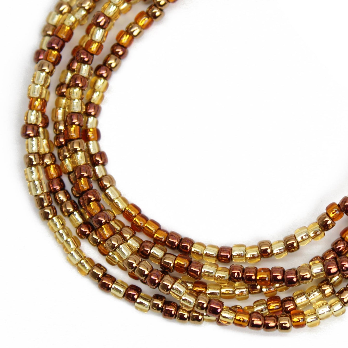 Mixed Gold Copper Bronze Seed Bead Necklace, Thin