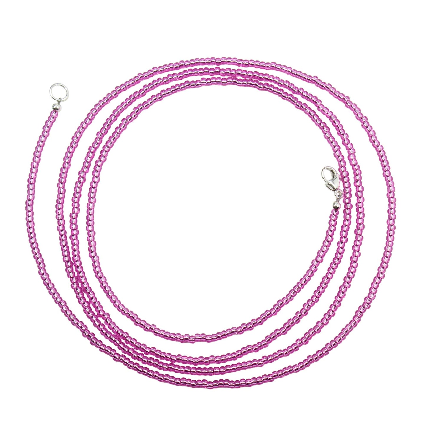 Metallic Pink Parfait Seed Bead Necklace, Thin