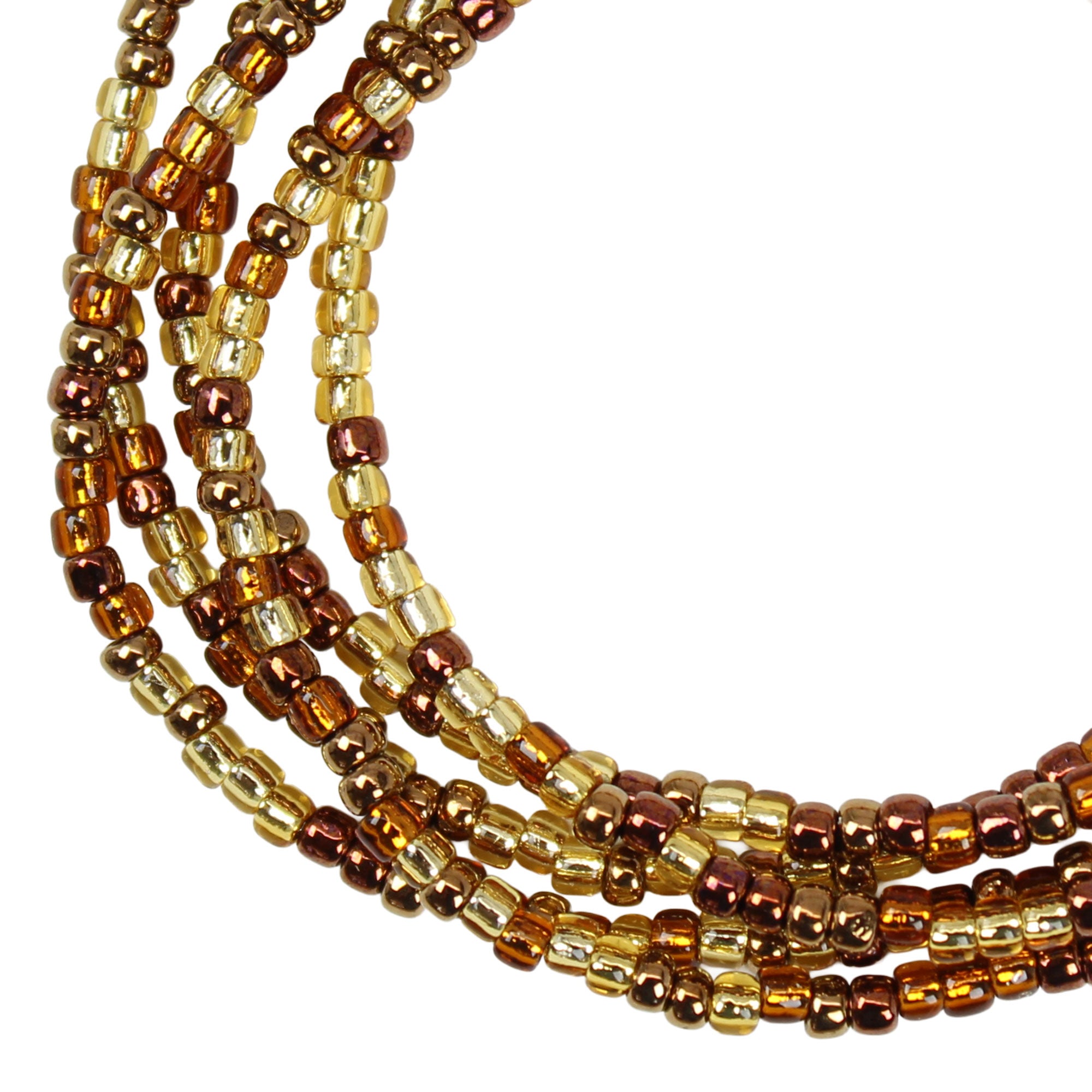 Mixed Gold Copper Bronze Seed Bead Necklace, Thin 2mm Single