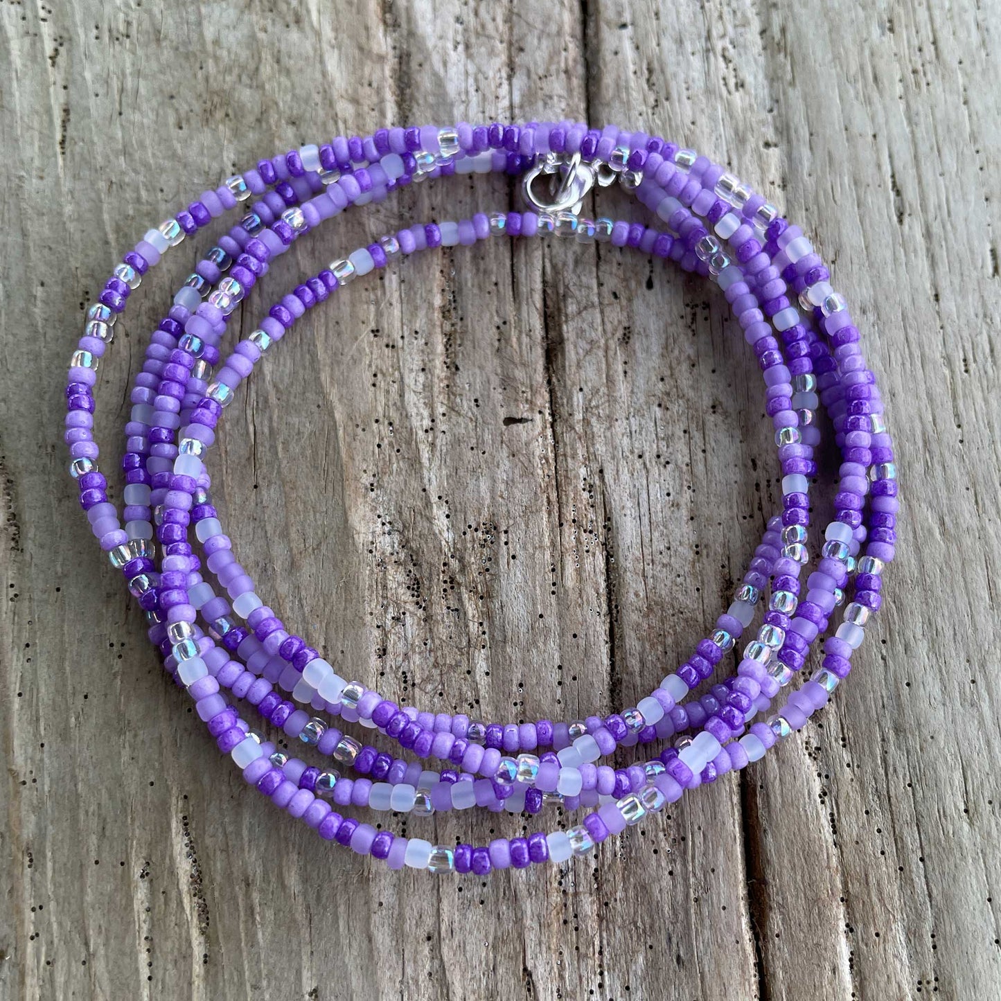 Mixed Purple Wisteria Seed Bead Necklace
