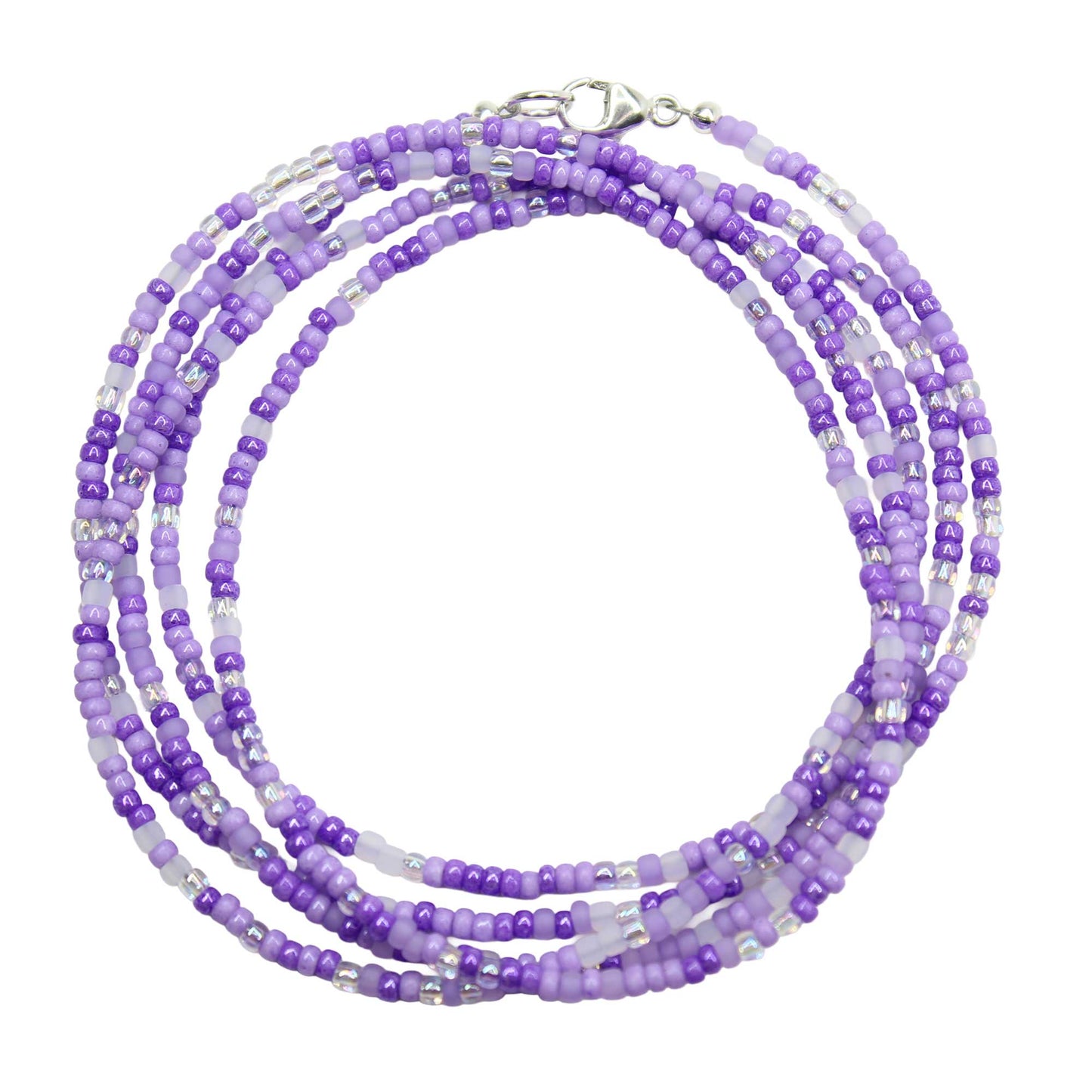 Mixed Purple Wisteria Seed Bead Necklace