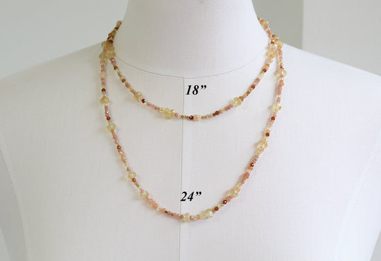 Handmade Citrine, Sunstone, Tourmaline Gemstone Necklace