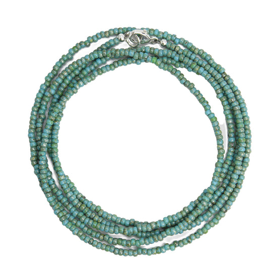 Turquoise Blue Picasso Seed Bead Necklace