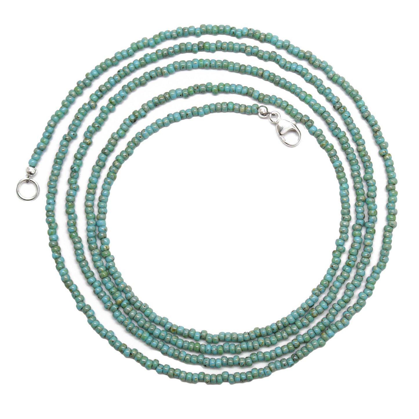 Turquoise Blue Picasso Seed Bead Necklace
