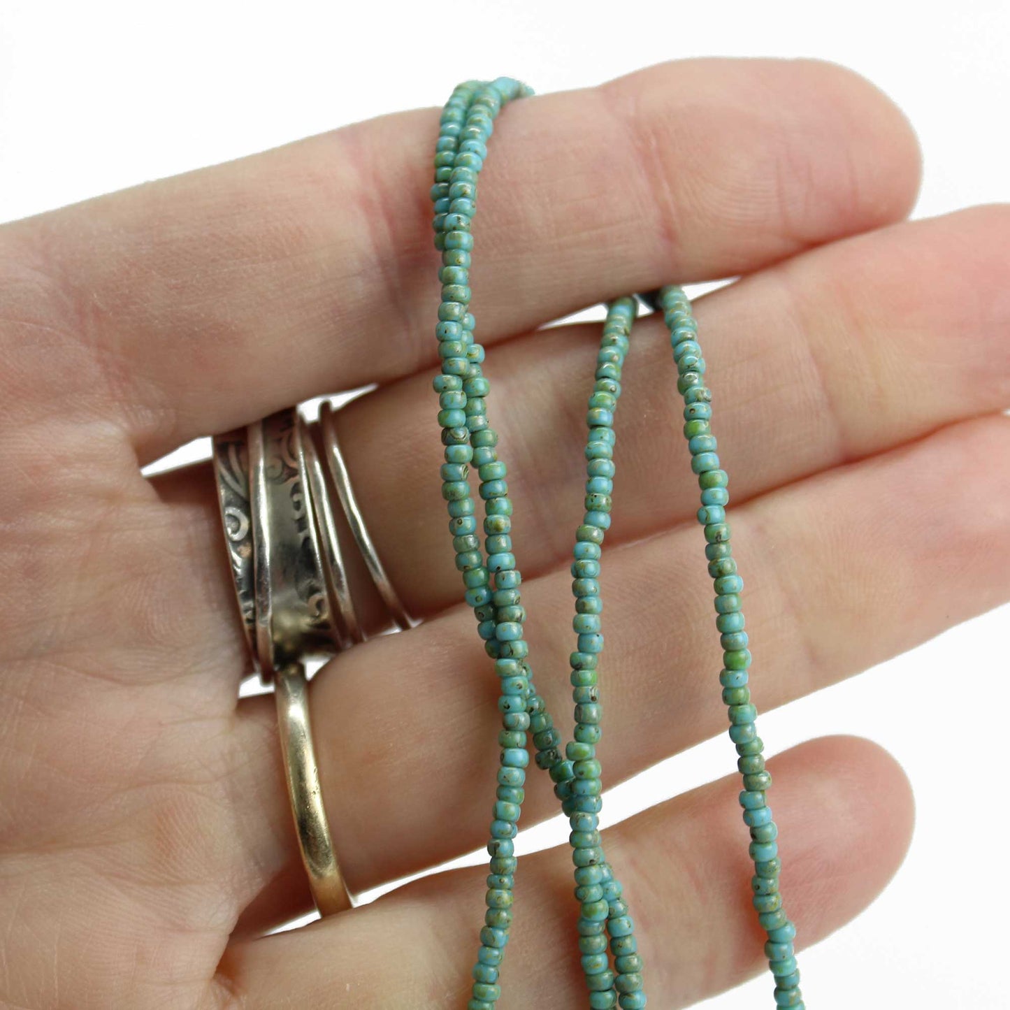 Turquoise Blue Picasso Seed Bead Necklace