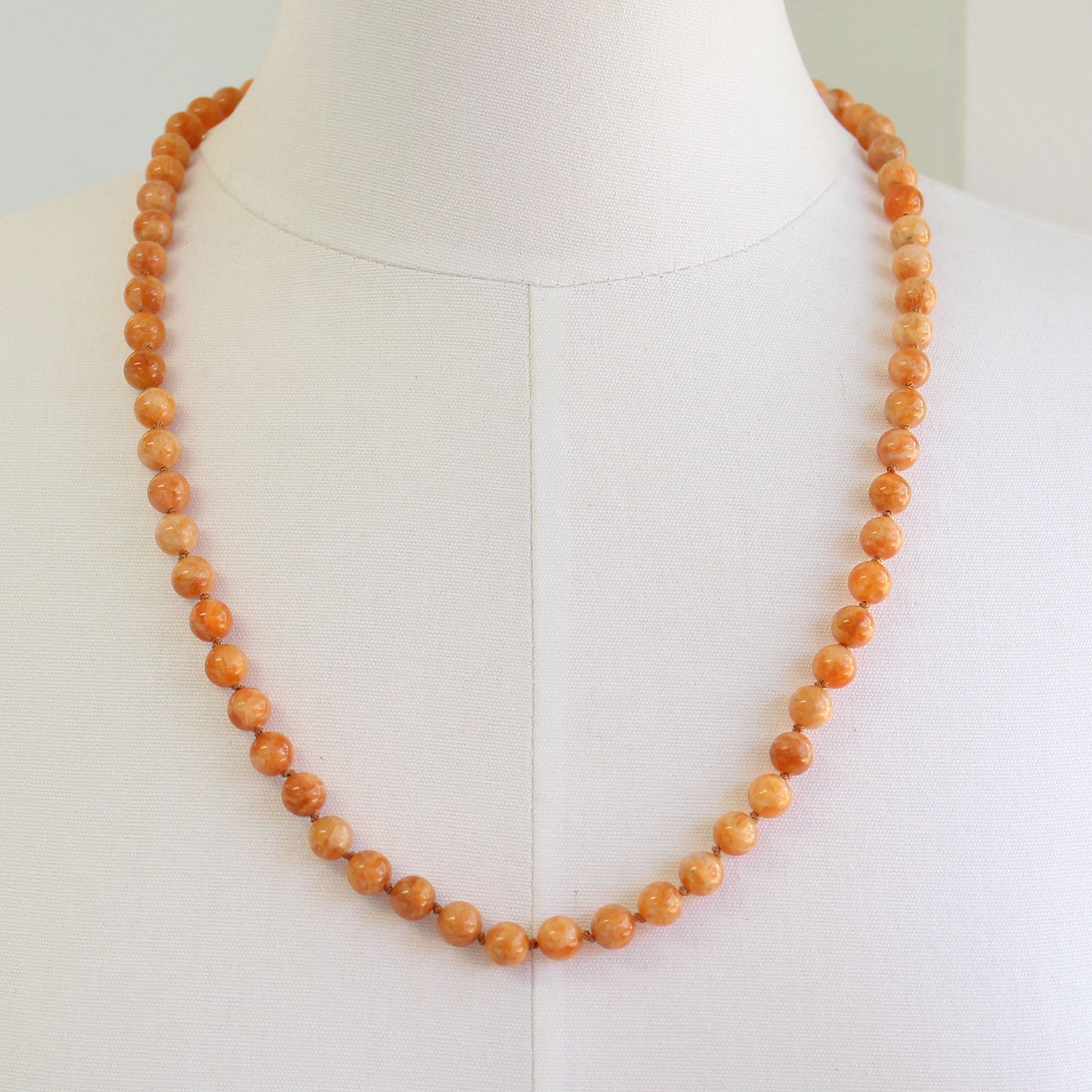 Orange Calcite Bead Necklace