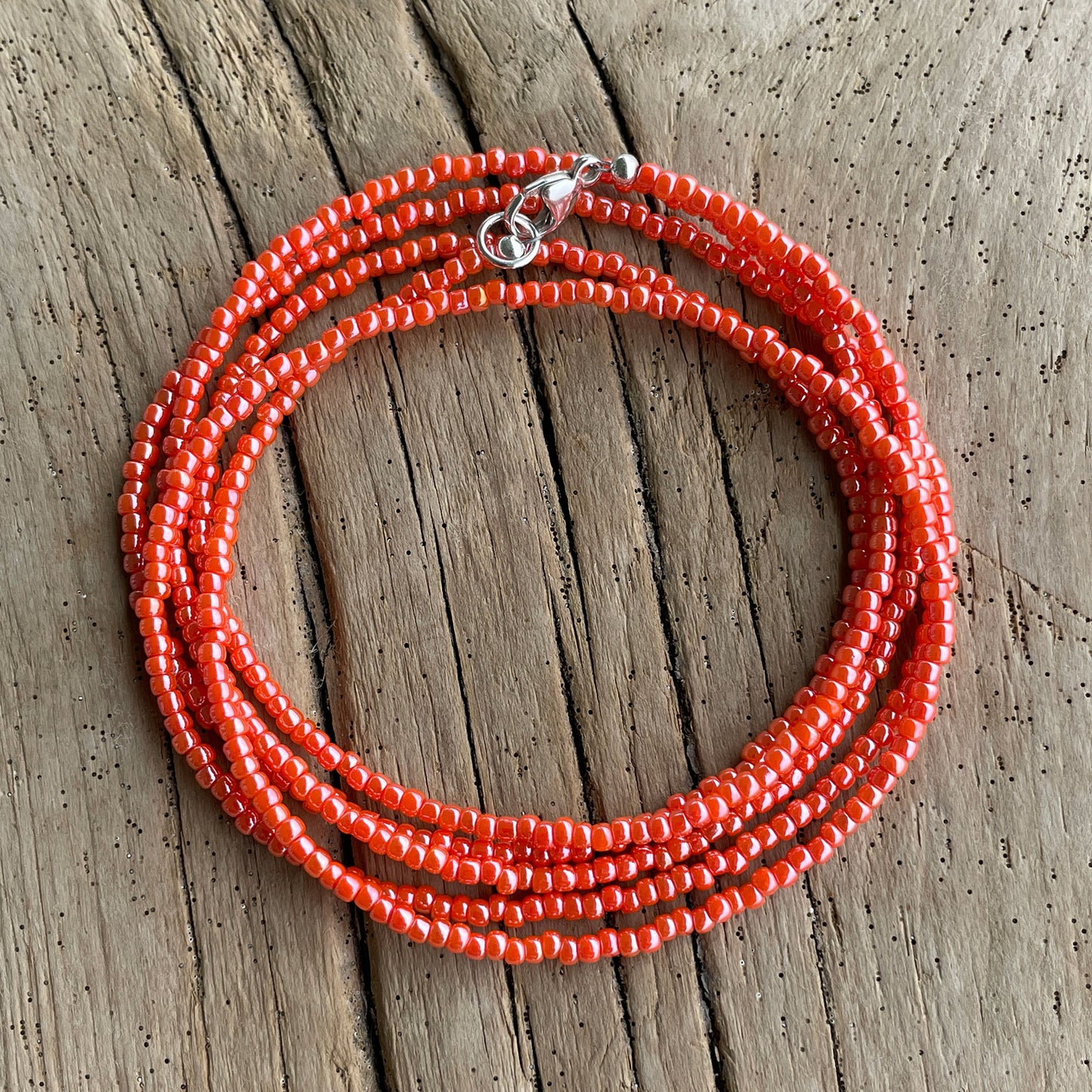 Orange Seed Bead Necklace