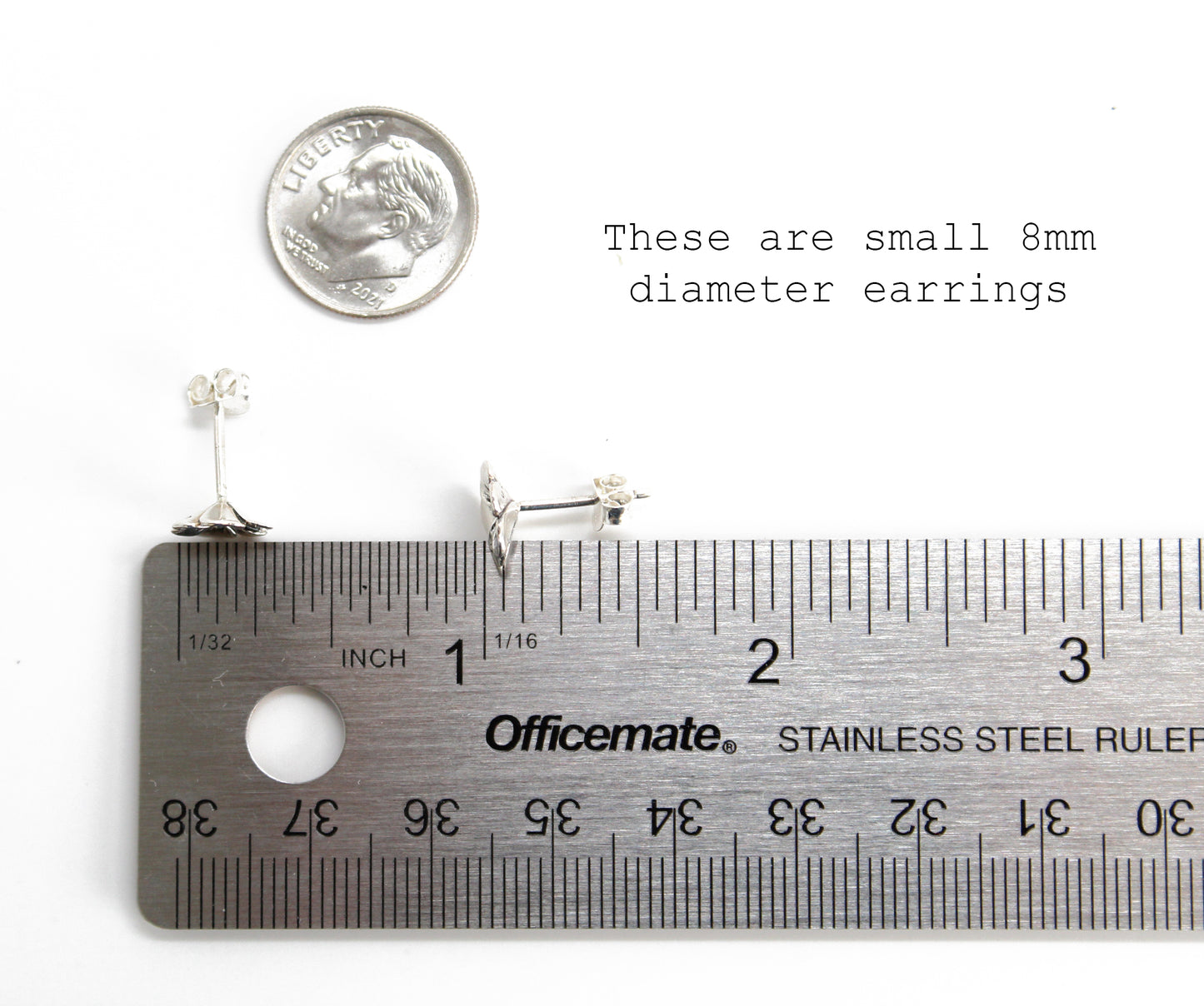 Pansy Flower Sterling Silver Stud Earrings
