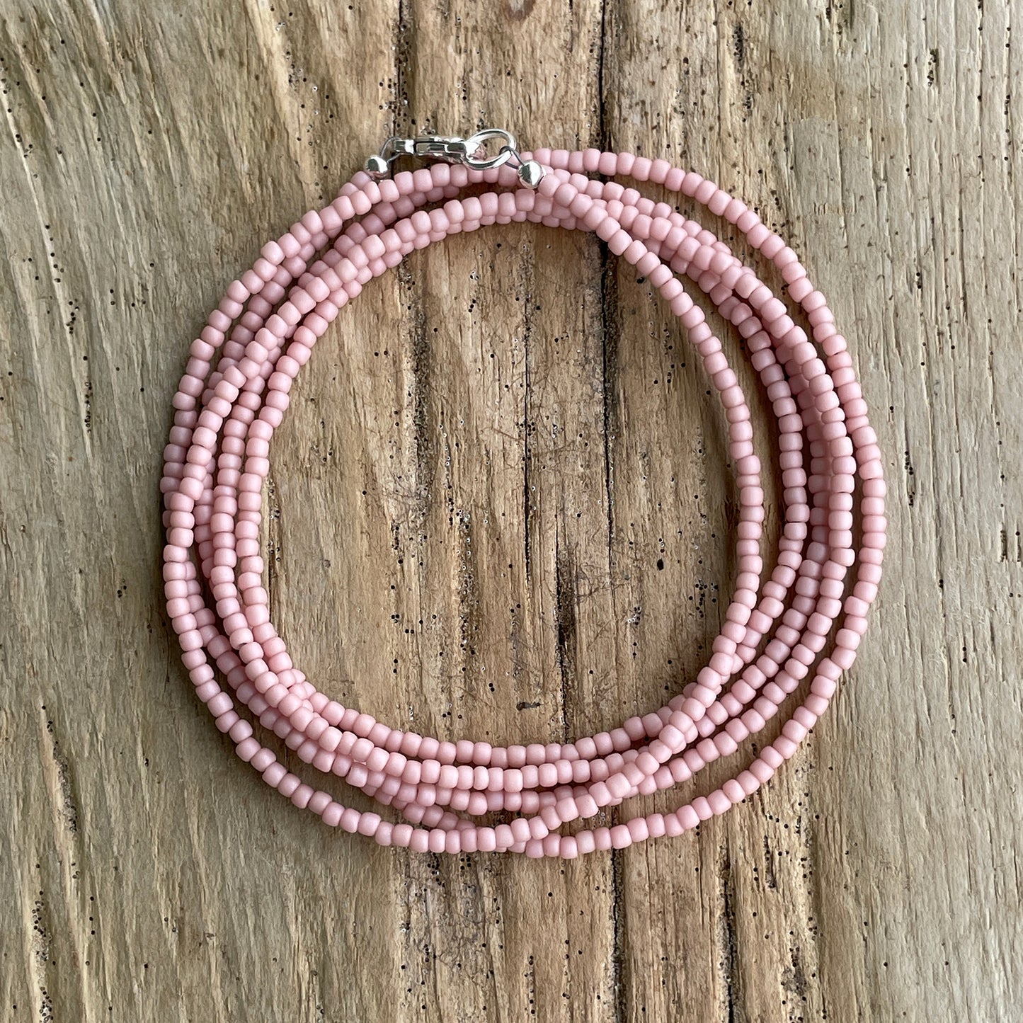 Pastel Pink Single Strand Seed Bead Necklace