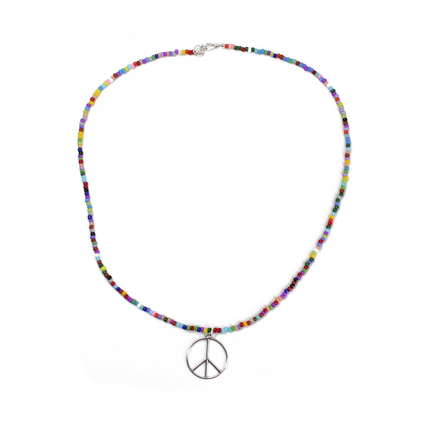 Peace Sign Necklace with Hippie Love Beads