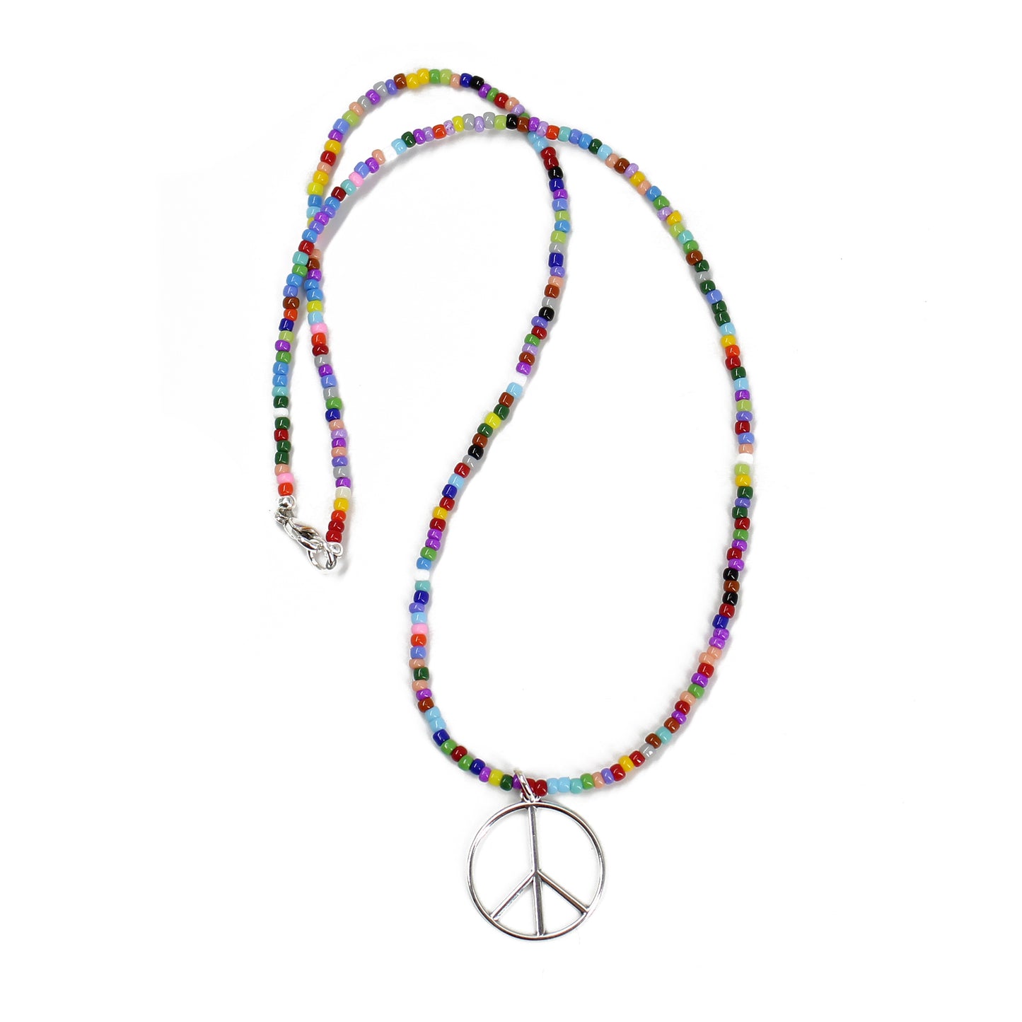 Peace Sign Necklace with Hippie Love Beads