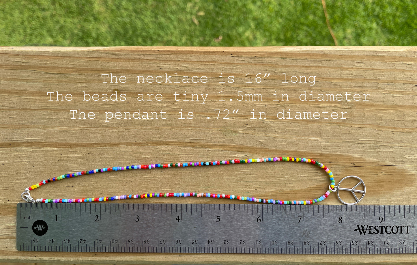 Peace Sign Necklace with Hippie Love Beads