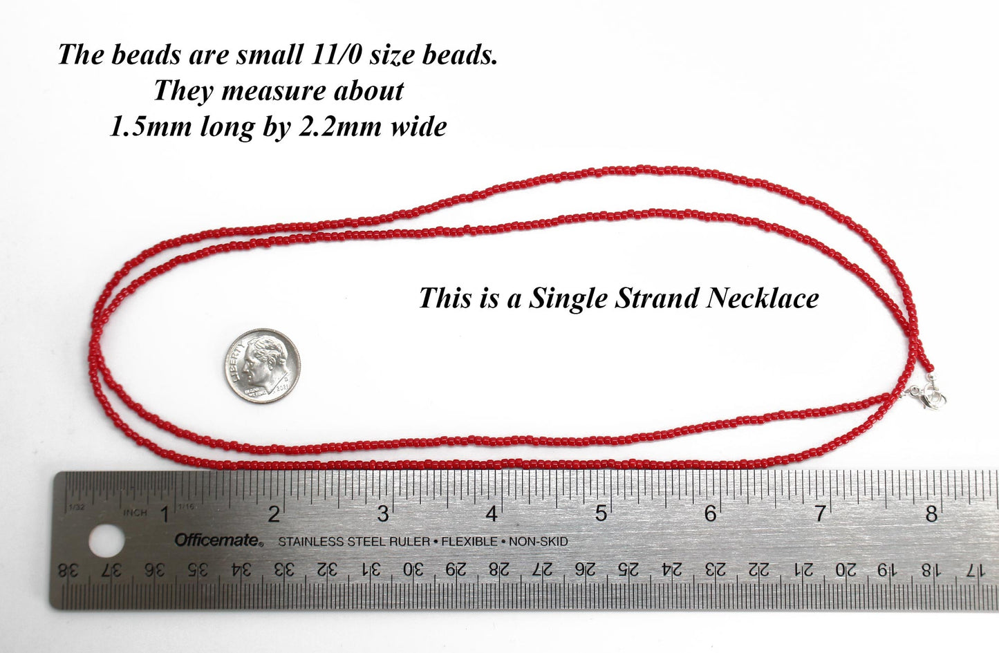 Pepper Red Seed Bead Necklace