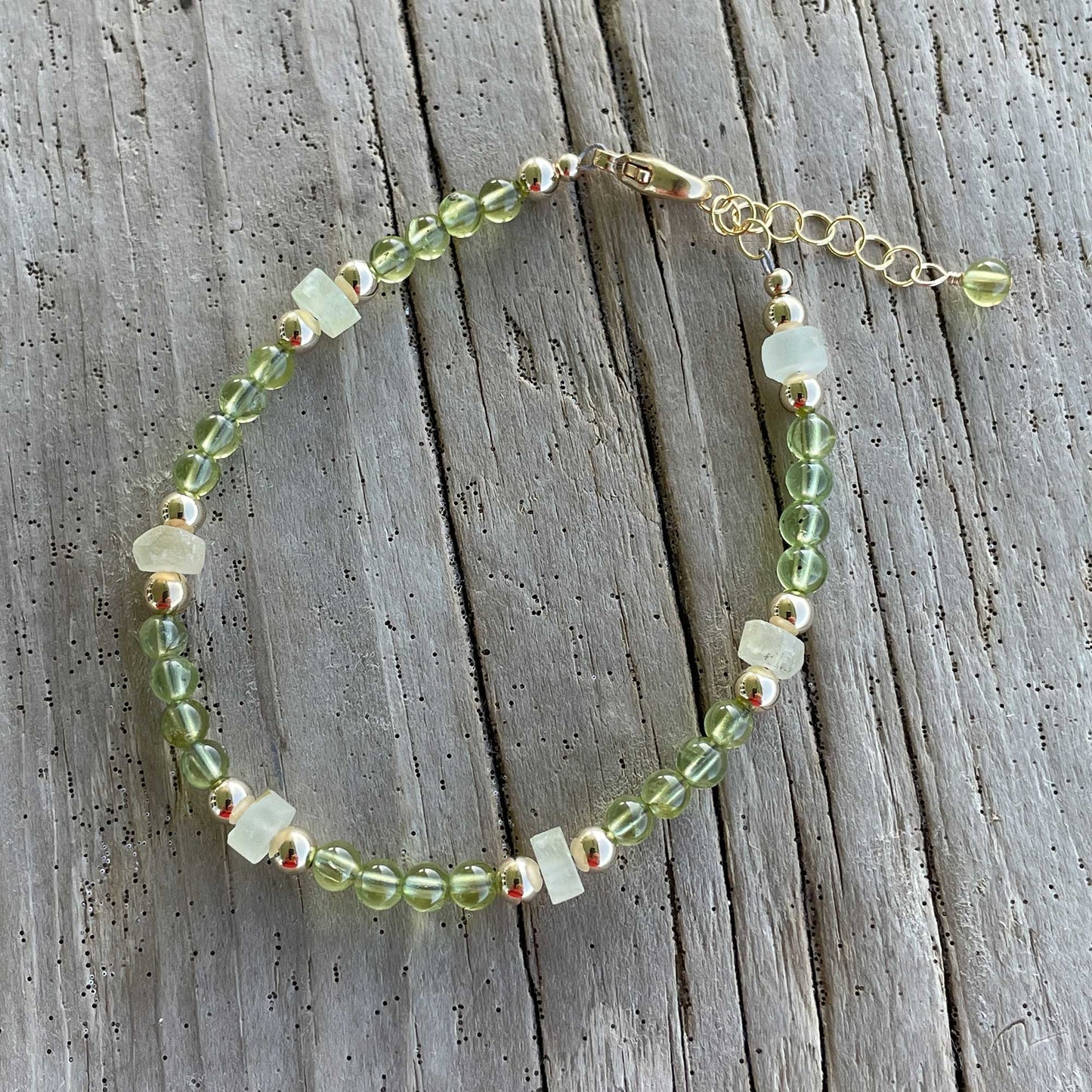 Peridot and Prehnite Bracelet