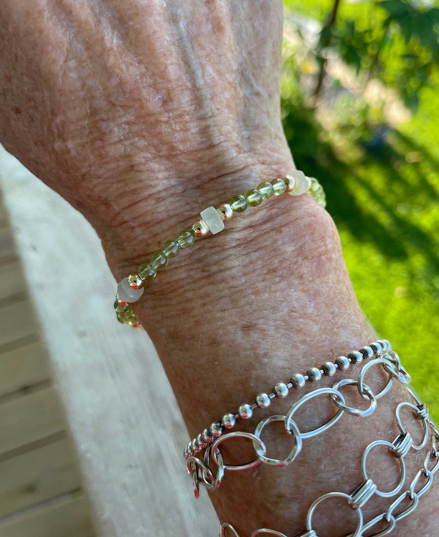Peridot and Prehnite Bracelet