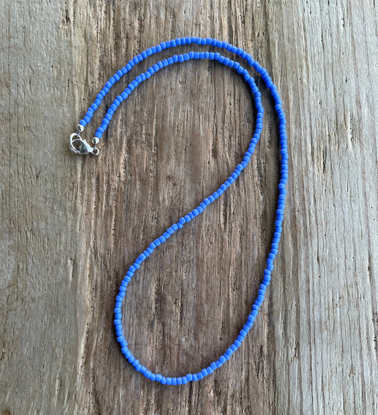 Periwinkle Blue Seed Bead Necklace