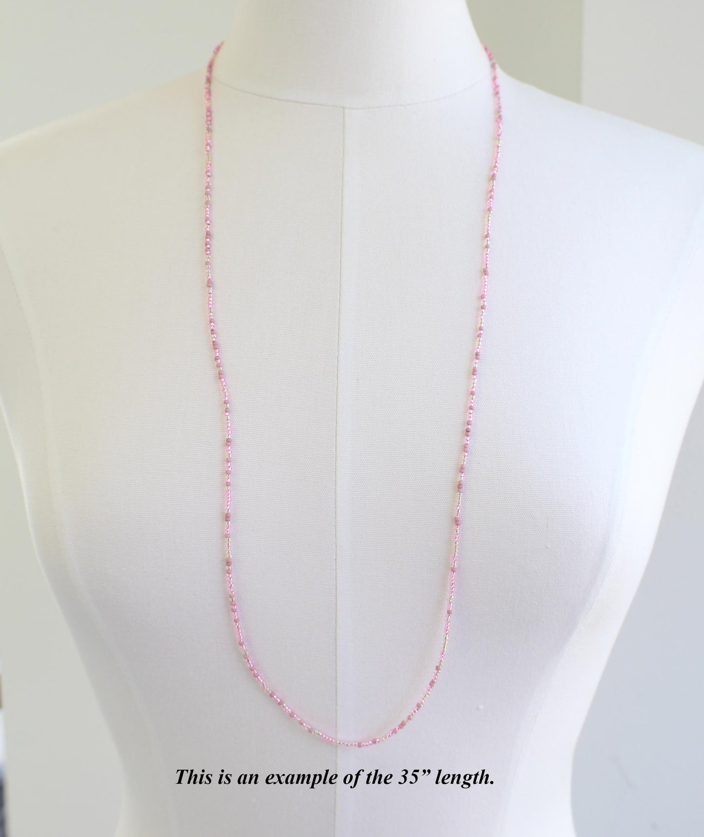 Pastel Pink Seed Bead Necklace
