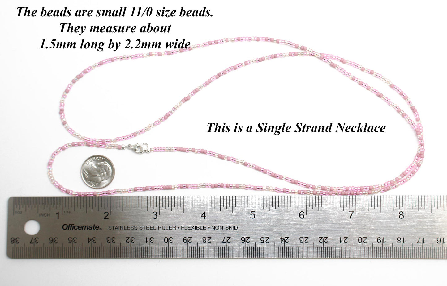 Pastel Pink Seed Bead Necklace