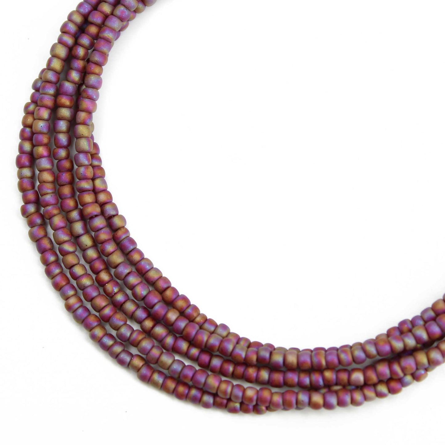 Plum Seed Bead Necklace, Thin 1.5mm Single Strand