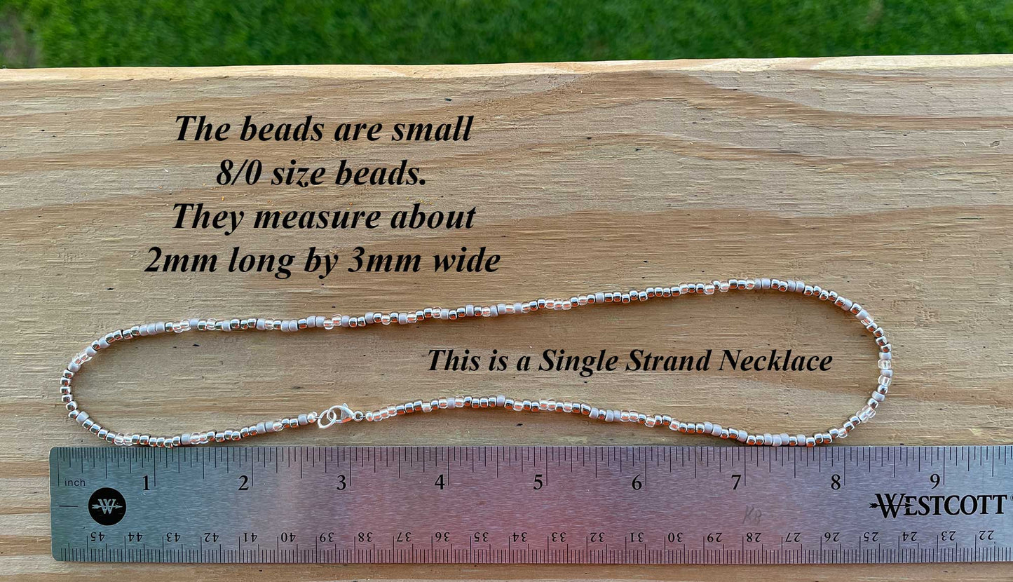 Silver and Grey Seed Bead Necklace