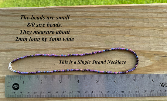 Purple Blue Seed Bead Necklace