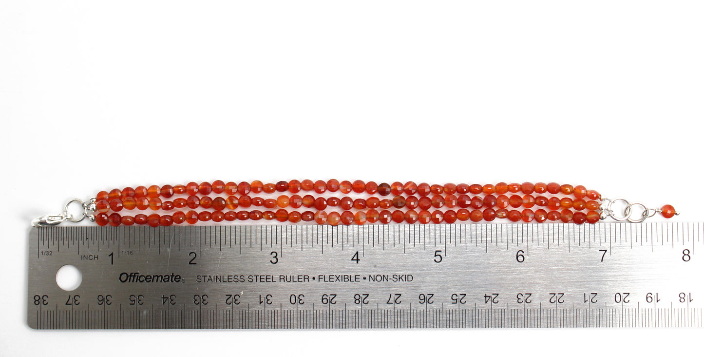 Red Carnelian Bracelet 7.5" L