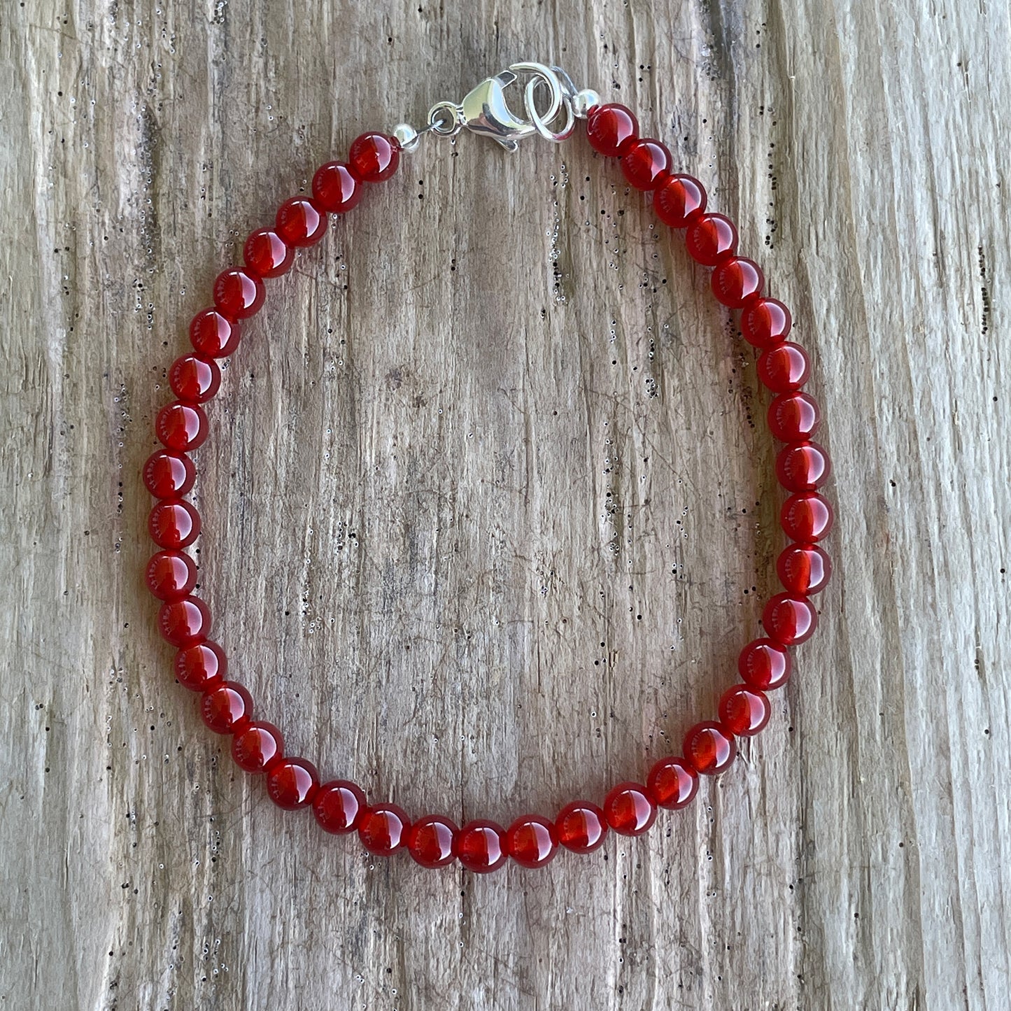 Red Carnelian Bead Bracelet